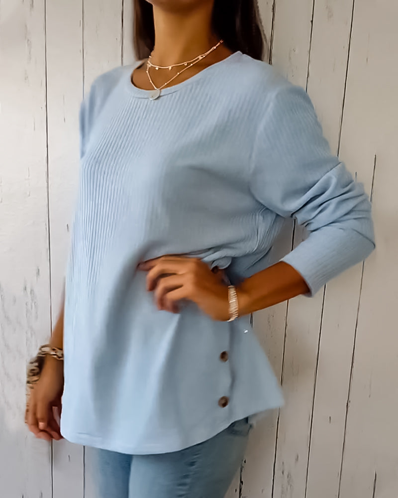 Verónica® | Knitted women's long-sleeved shirt with a crew neck