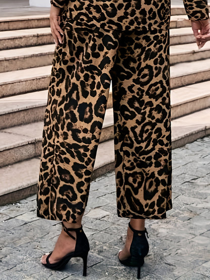 Tamsin® | Wide leg trousers with elastic waist and leopard print