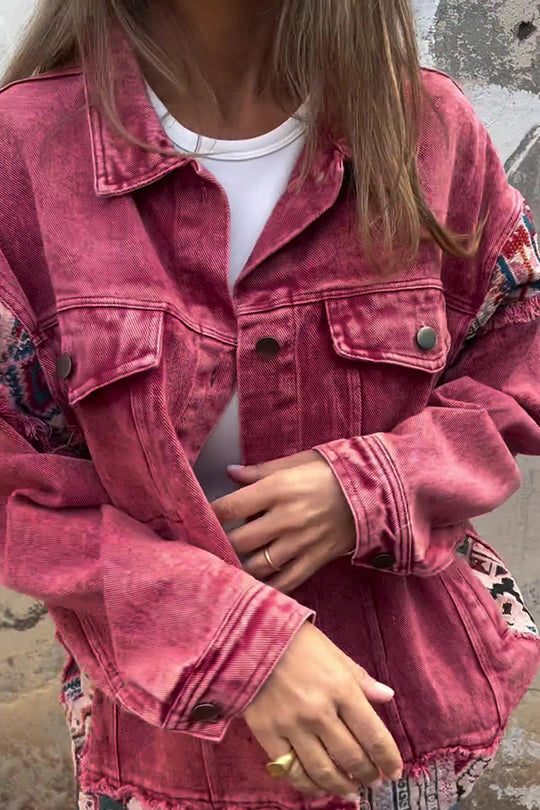 Teresa® | Vintage patchwork denim jacket with loose pockets