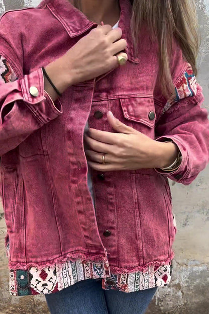 Teresa® | Vintage patchwork denim jacket with loose pockets