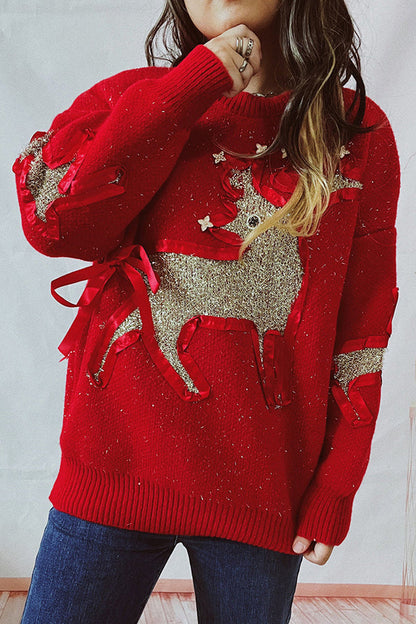 Vittoria® | Christmas pattern knitted crew neck sweater with long sleeves