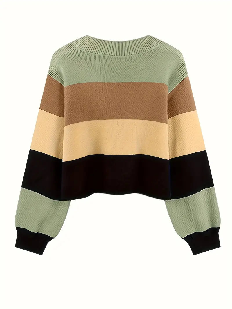 Ula® | Multicolored cotton V-neck sweater