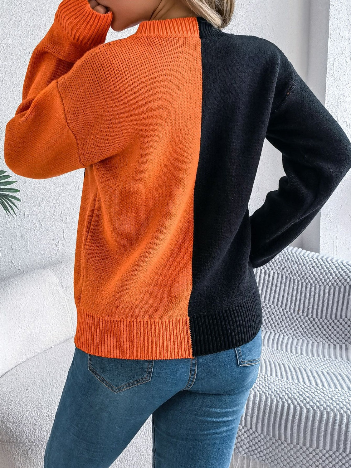 Ana® | Contrasting long-sleeved sweater with a crew neck