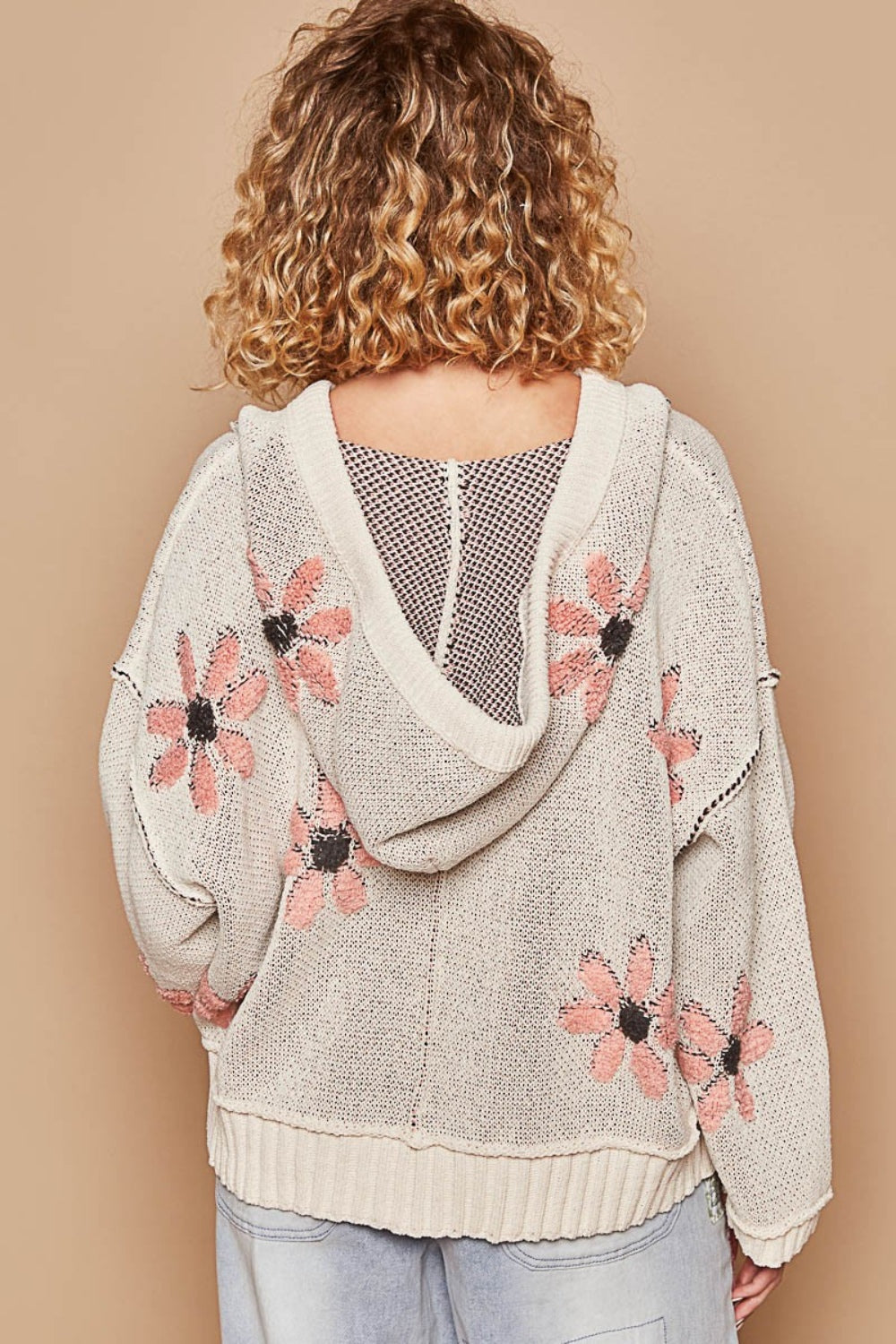 Sandra® | High-low hooded sweater with floral pattern