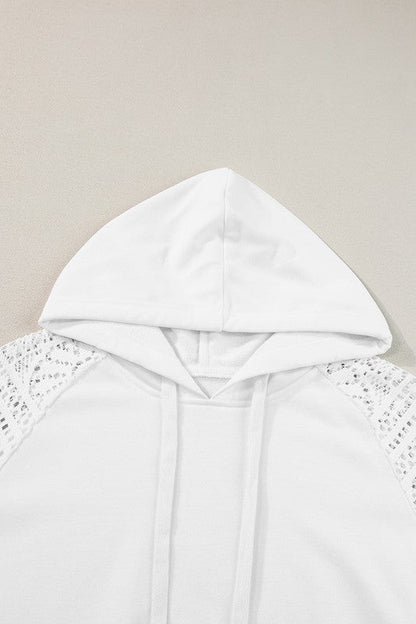 Viola® | Women's hoodie with lace patchwork sleeves and drawstring