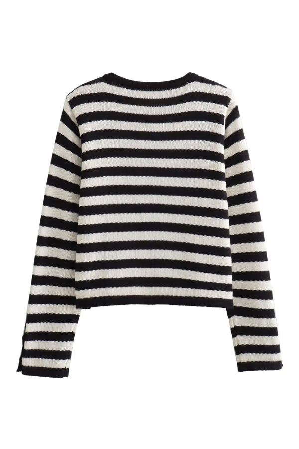 Amelia® | Fashionable casual slim fit striped cardigan crop top