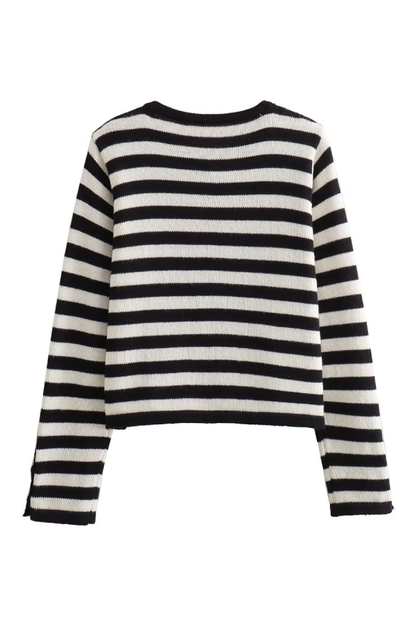 Tina® | Fashionable casual slim fit striped cardigan crop top