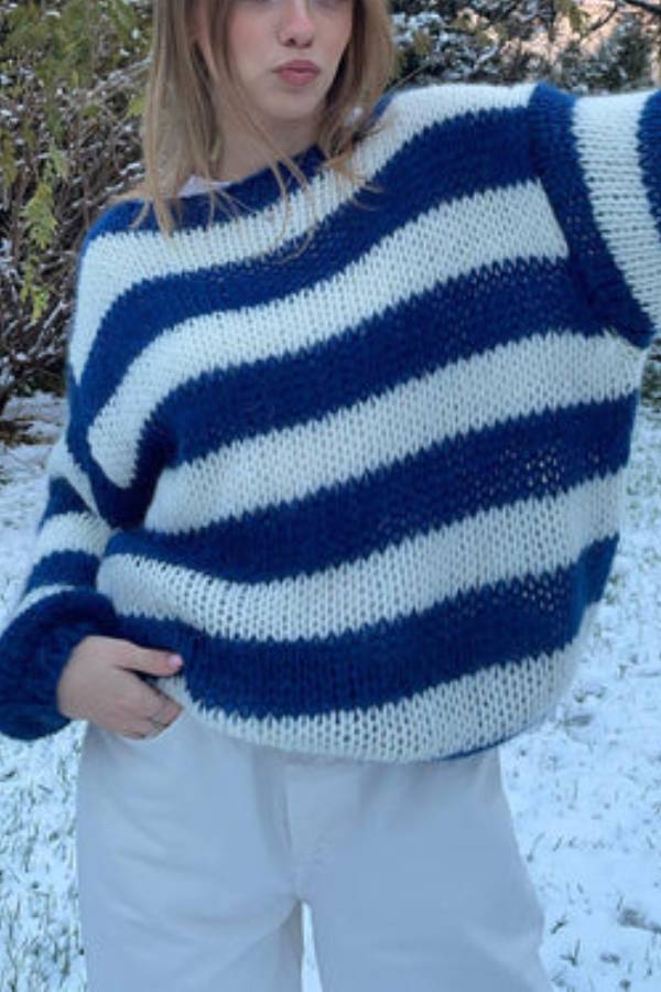 Nadia® | Striped knit sweater from Cotton Candy in navy blue