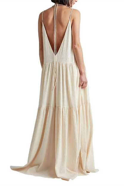 Vickie® | Elegant resort maxi dress with a deep V-neck and straps