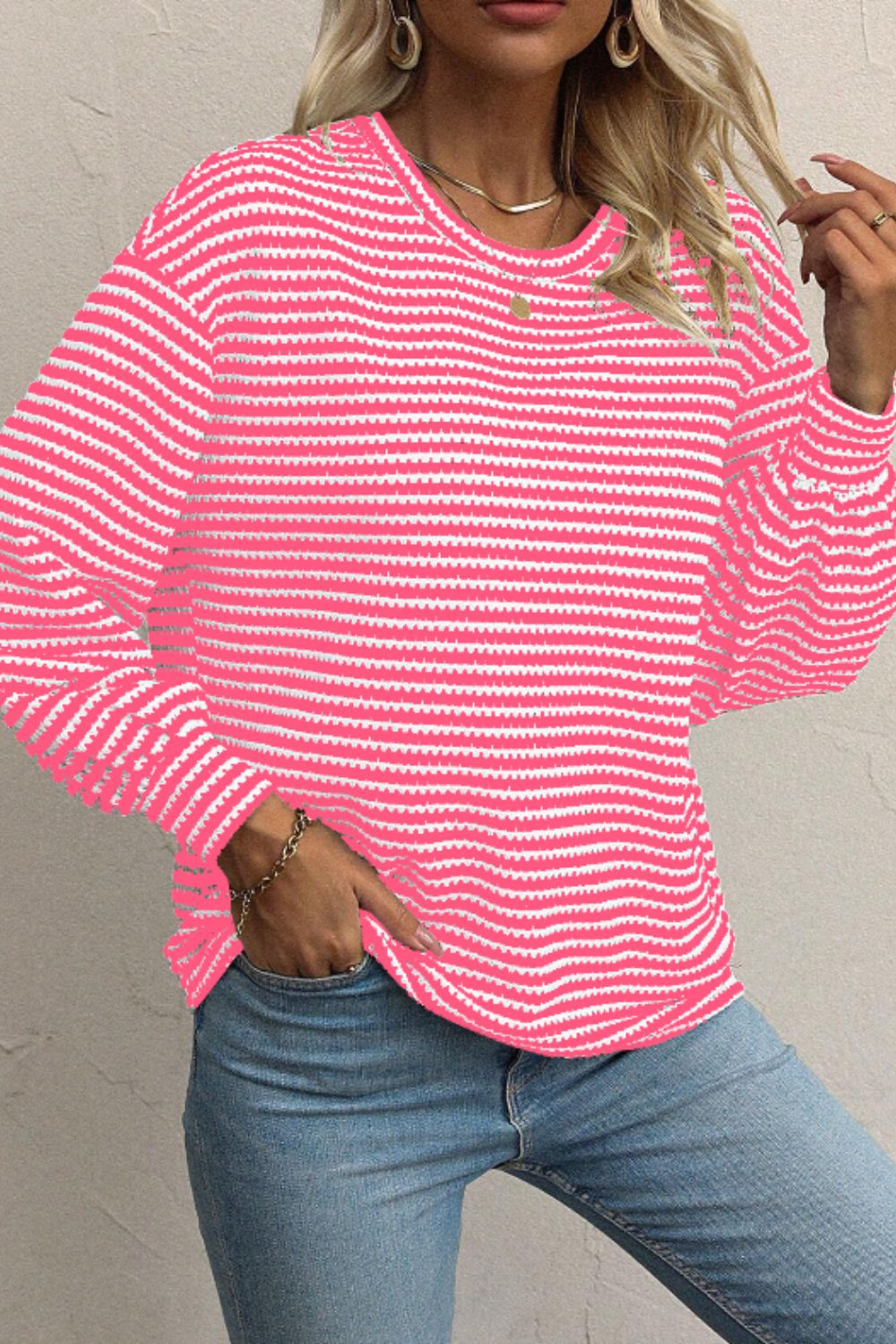 Xara® | Striped, long-sleeved top with a crew neck