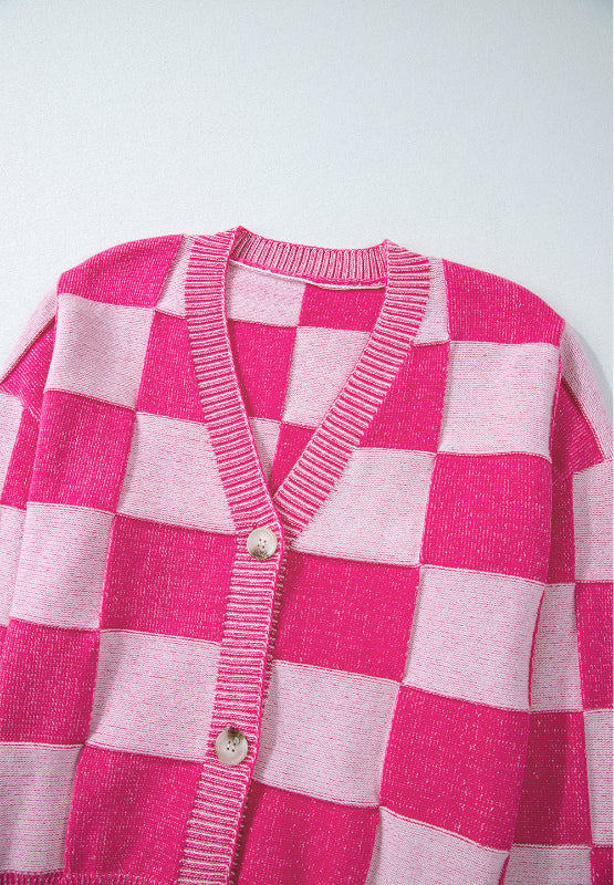 Adriana® | Checked long-sleeved cardigan with V-neck