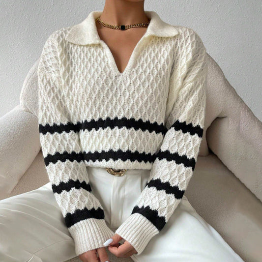 Xylia® | Knitted polo collar sweater