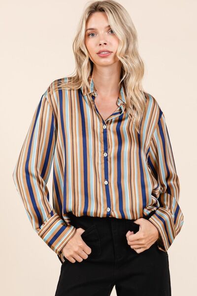 Trinidad® | Striped button-down satin shirt