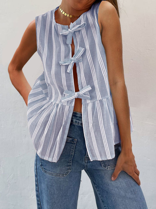 Pilar® | Tied striped crew neck tank top