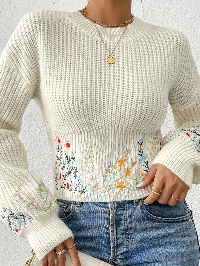 Soleá® | Knitted sweater with floral embroidery