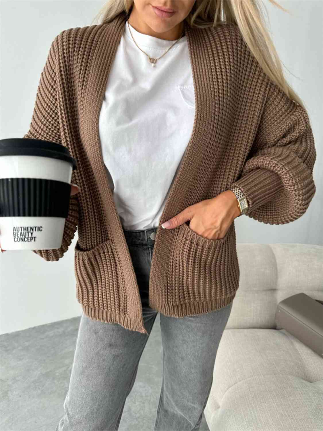 Pilar® | Solid color long sleeve casual knitted V-neck cardigan