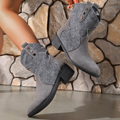 Alba® | Suede boots with a pointed toe and block heel