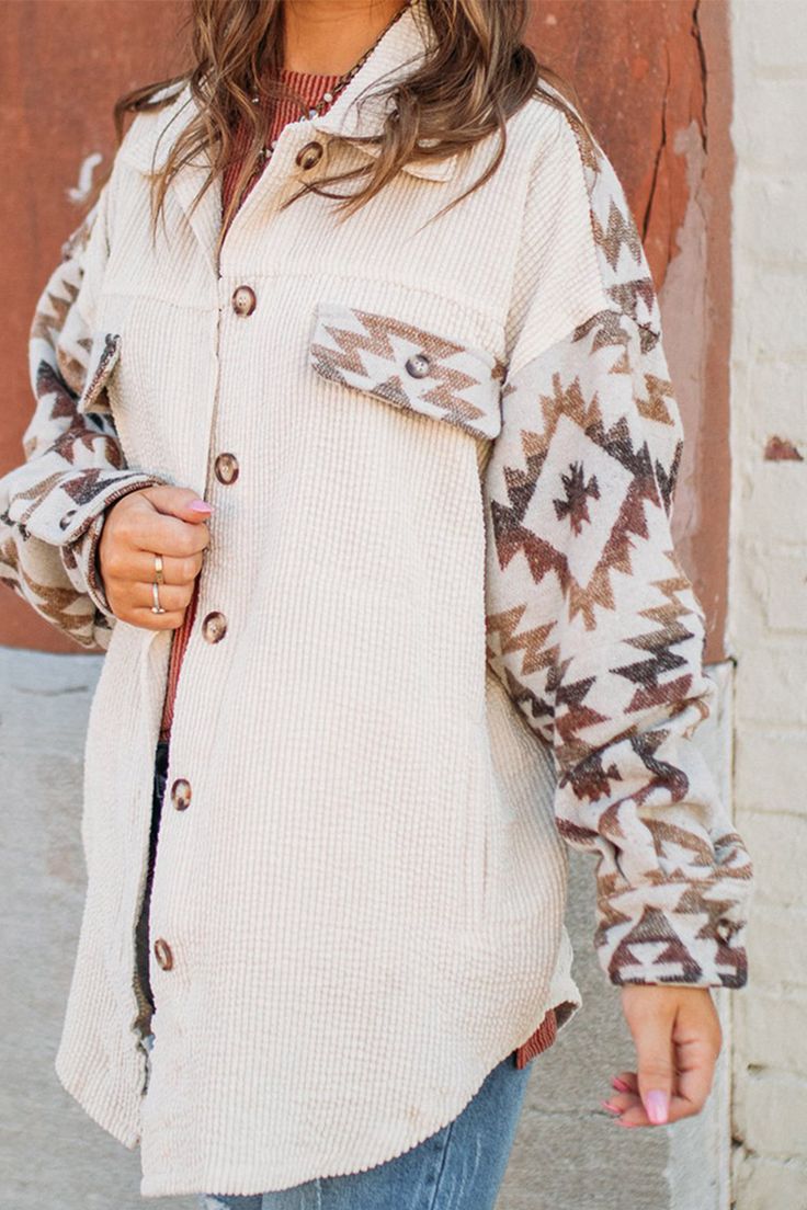 Andrea® | Aztec-inspired corduroy winter coat for women.