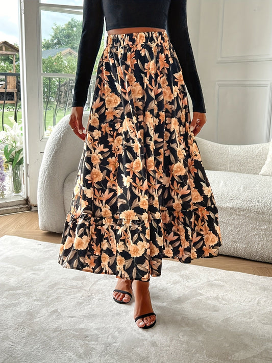 Vivienne® | Floral midi skirt with elastic waistband