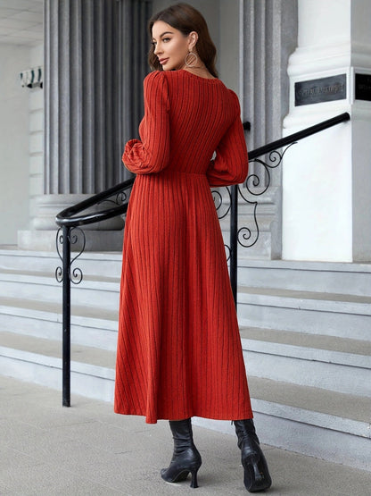 Agnes® | Ribbed long sleeve dress with a crew neck