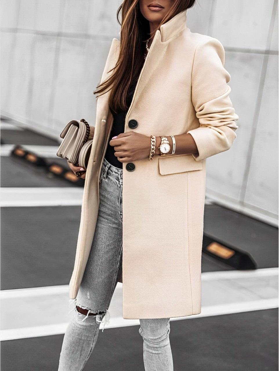 Sydney® | Elegant long coat with buttons