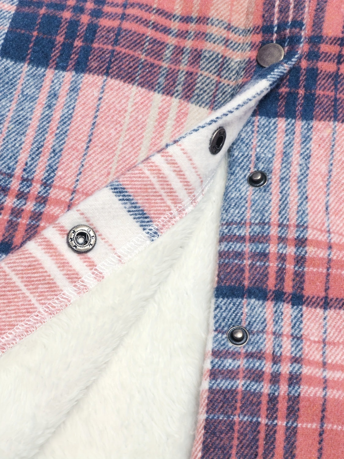 Wendy® | Checked, long-sleeved hooded outerwear with snap fasteners