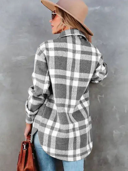 Adela® | Checked, long-sleeved jacket with a collar