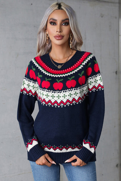 Amalia® | Graphic crew neck long sleeve sweater