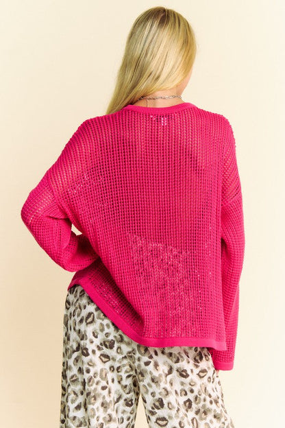 Xanthe® | Crochet knit top with dropped shoulder and star at front