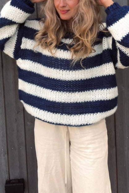 Nadia® | Striped knit sweater from Cotton Candy in navy blue