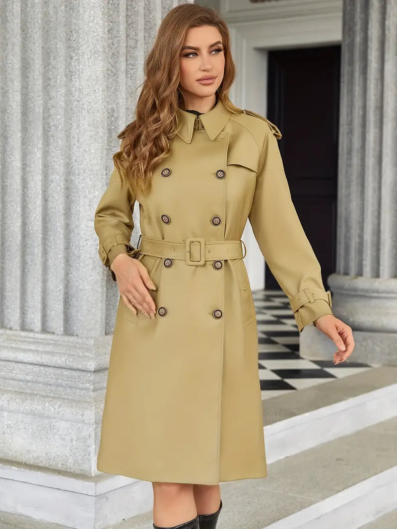 Amara® | Modern double-breasted trench coat with belt and lapels