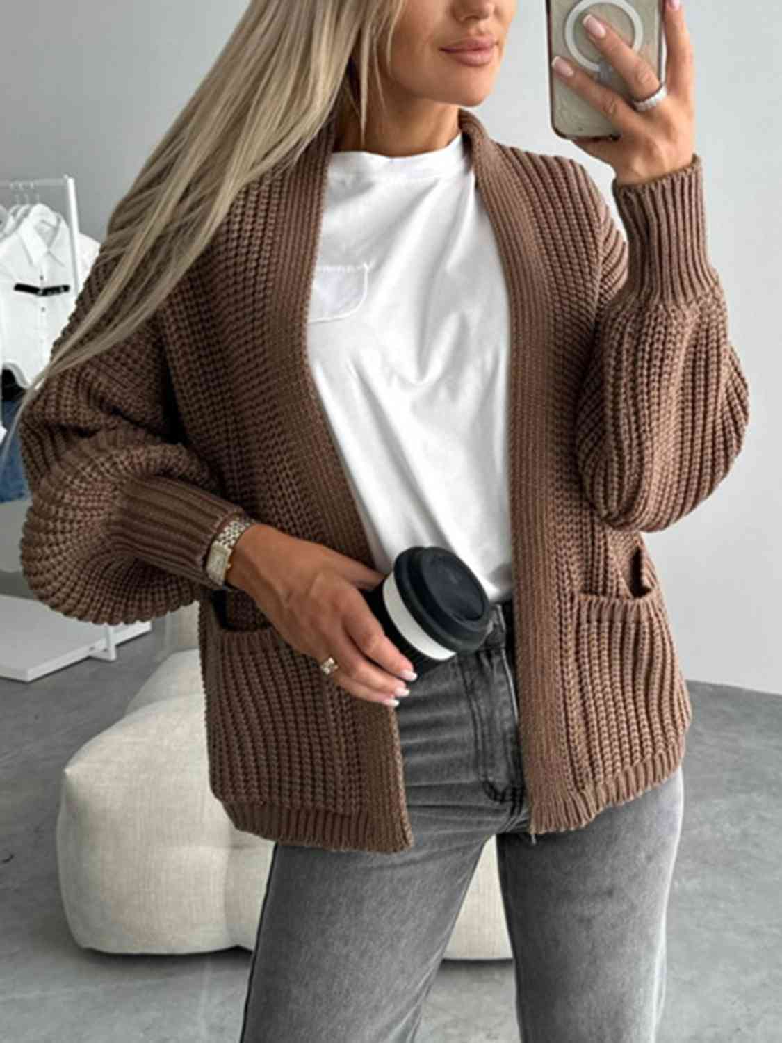 Pilar® | Solid color long sleeve casual knitted V-neck cardigan