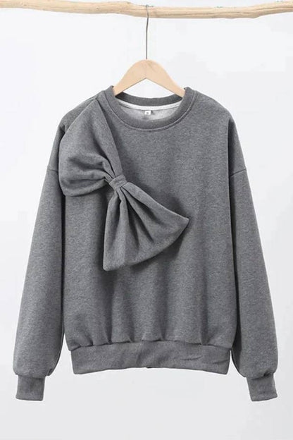 Tess® | Solid color loose sweatshirts with crew neck and long sleeves with bow