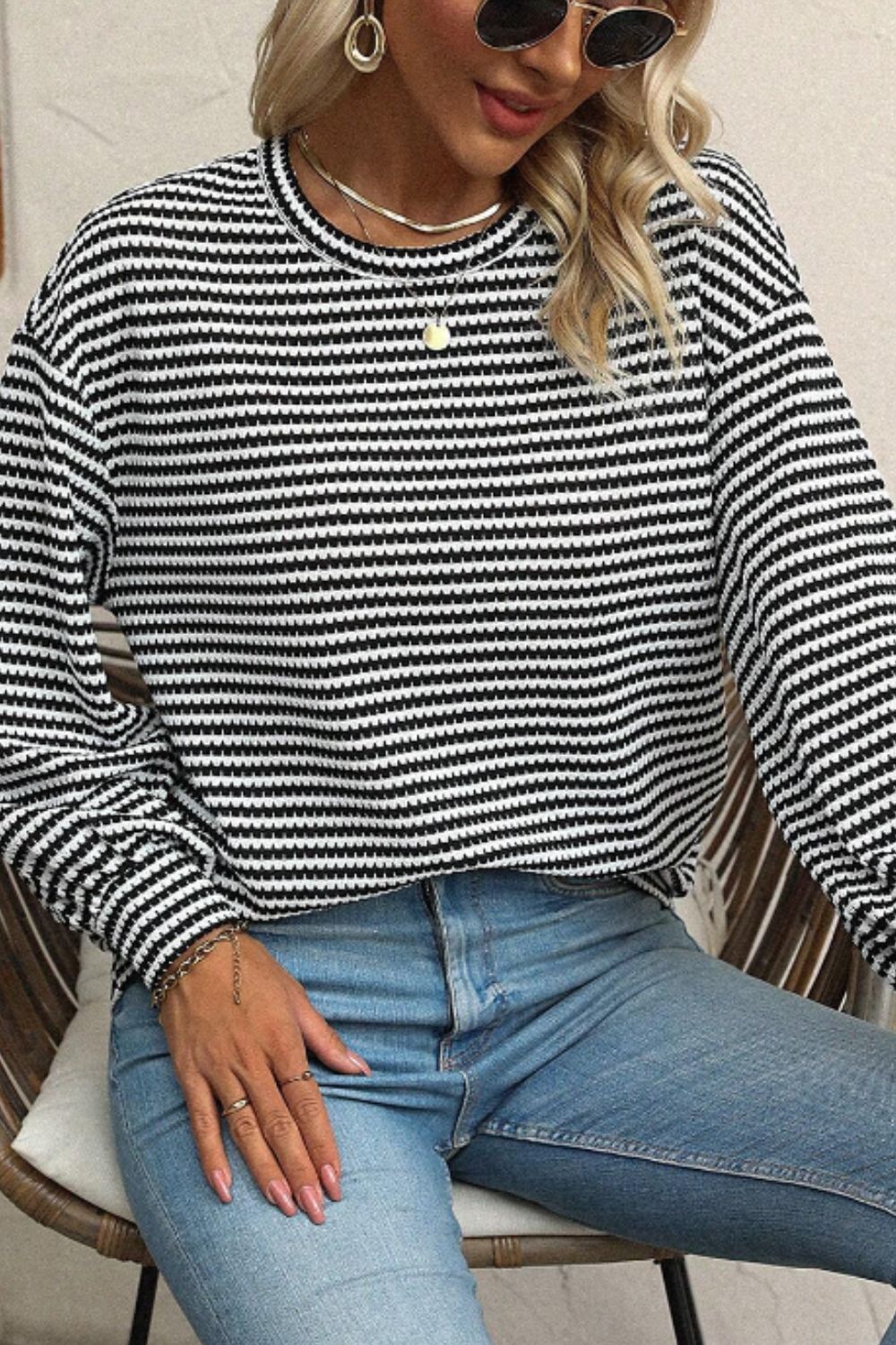 Xara® | Striped, long-sleeved top with a crew neck