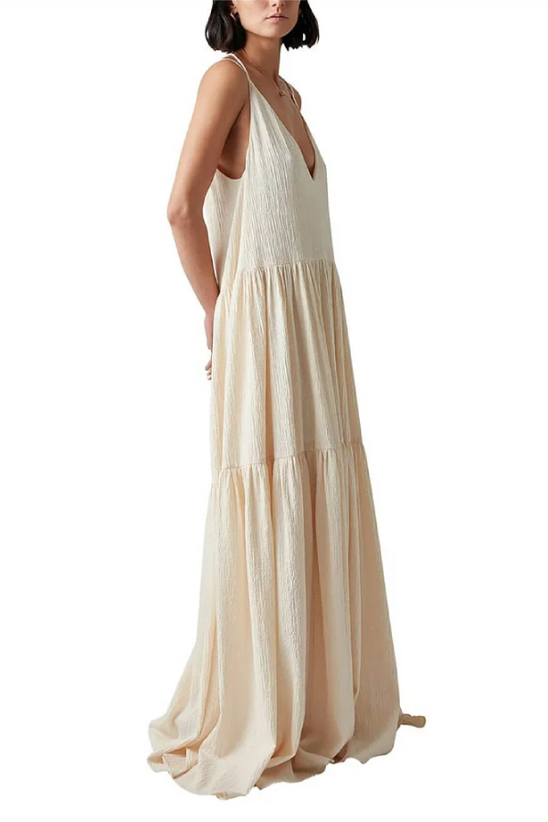 Vickie® | Elegant resort maxi dress with a deep V-neck and straps