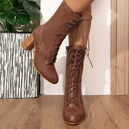 Zenaida® | Leather boots with thick heels