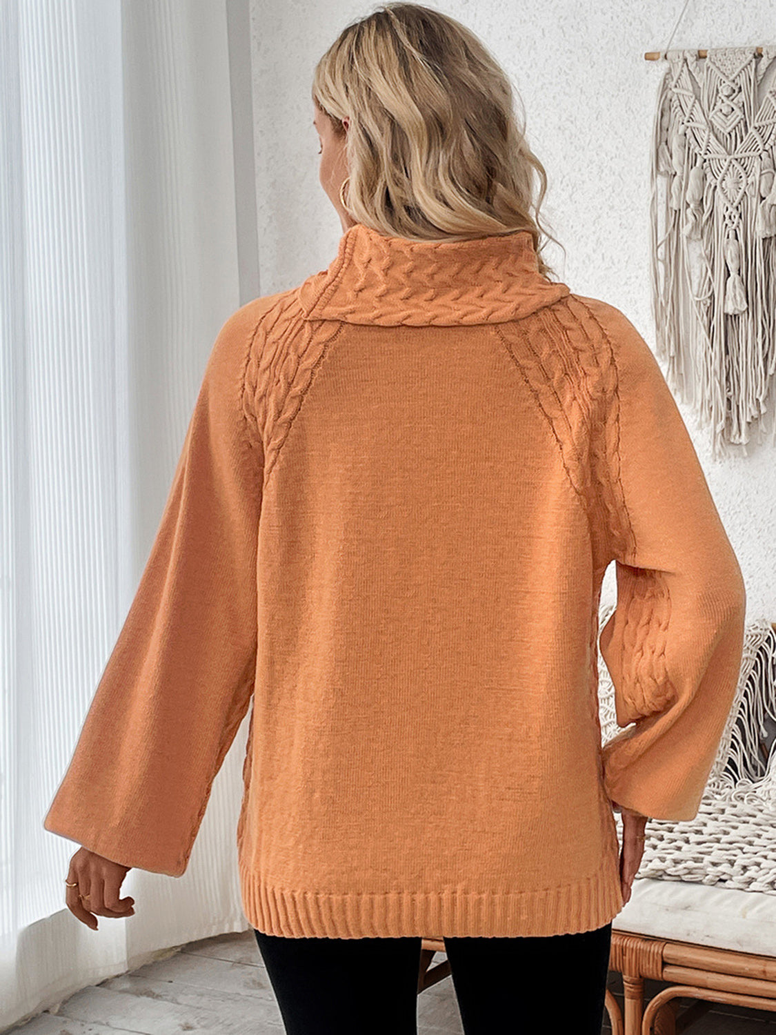 Silvia® | Cable knit turtleneck sweater with long sleeves