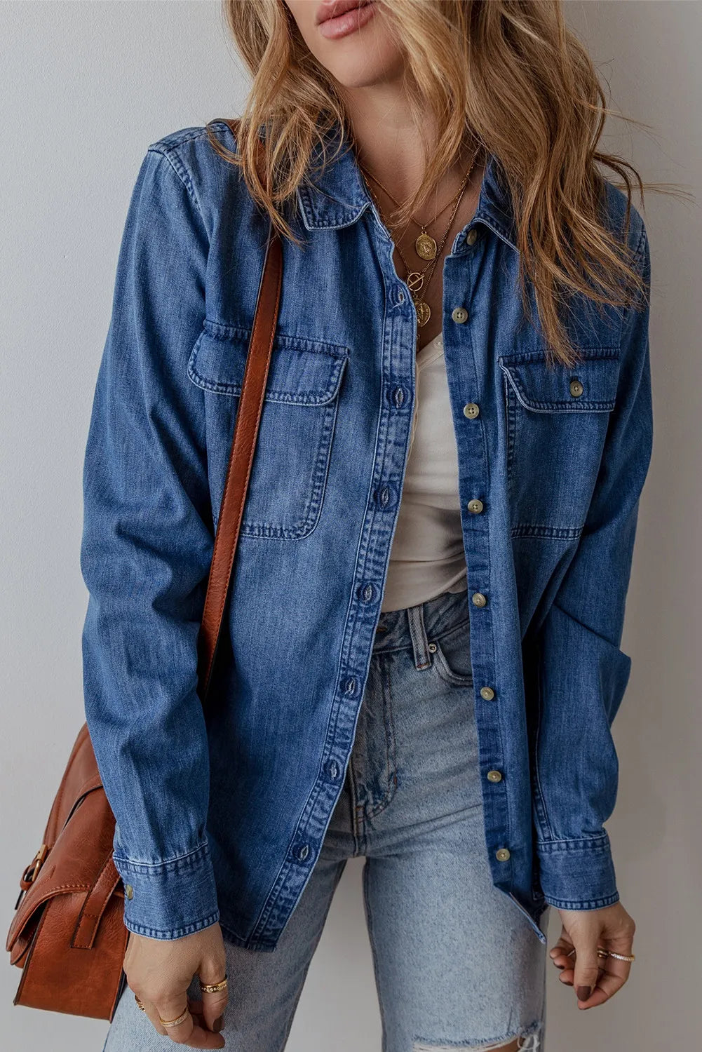 Viviana® | Buttoned, long-sleeved denim jacket