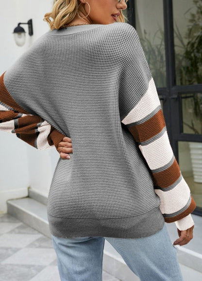 Alba® | Women's color block button knit sweater