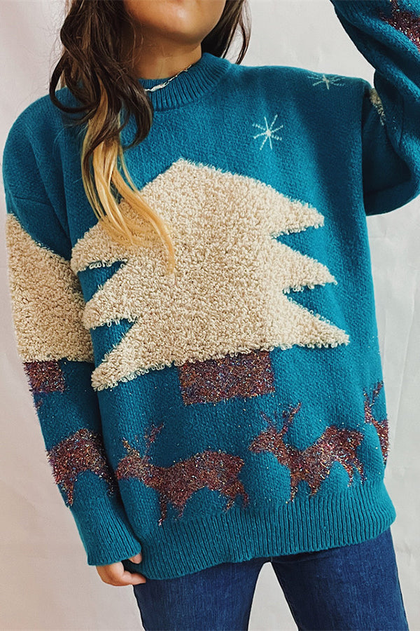 Tatiana® | Christmas pattern knitted crew neck sweater with long sleeves