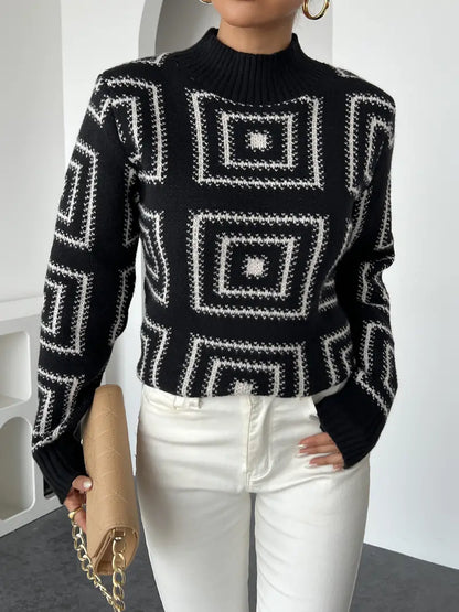 Wendy® | Modern sweater with a geometric pattern and a crew neck