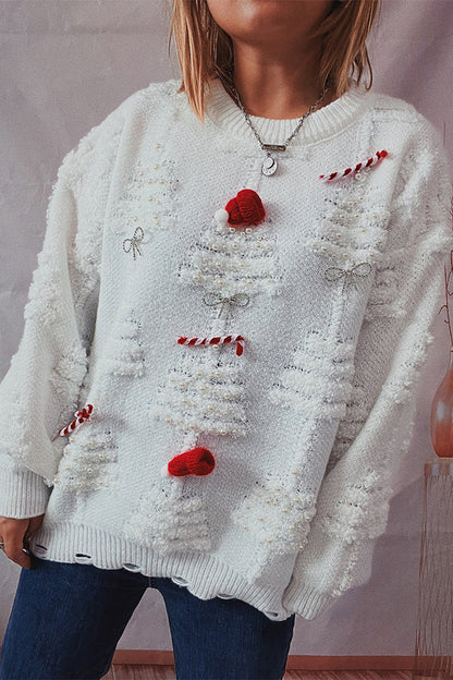 Wanda® | Christmas pattern knitted crew neck sweater with long sleeves