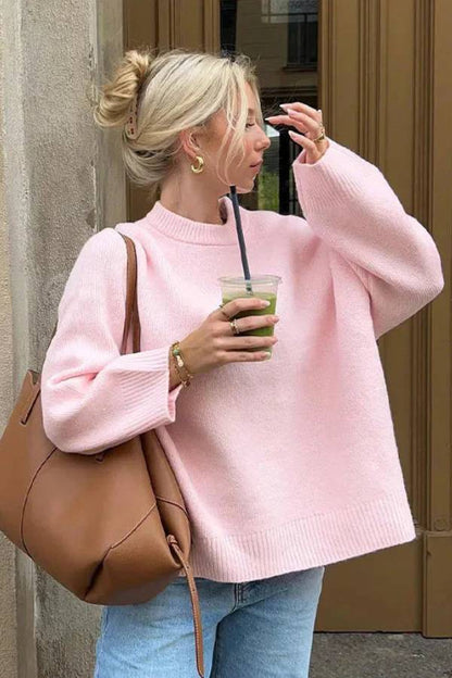 Polly® | Pink cute crew neck sweater