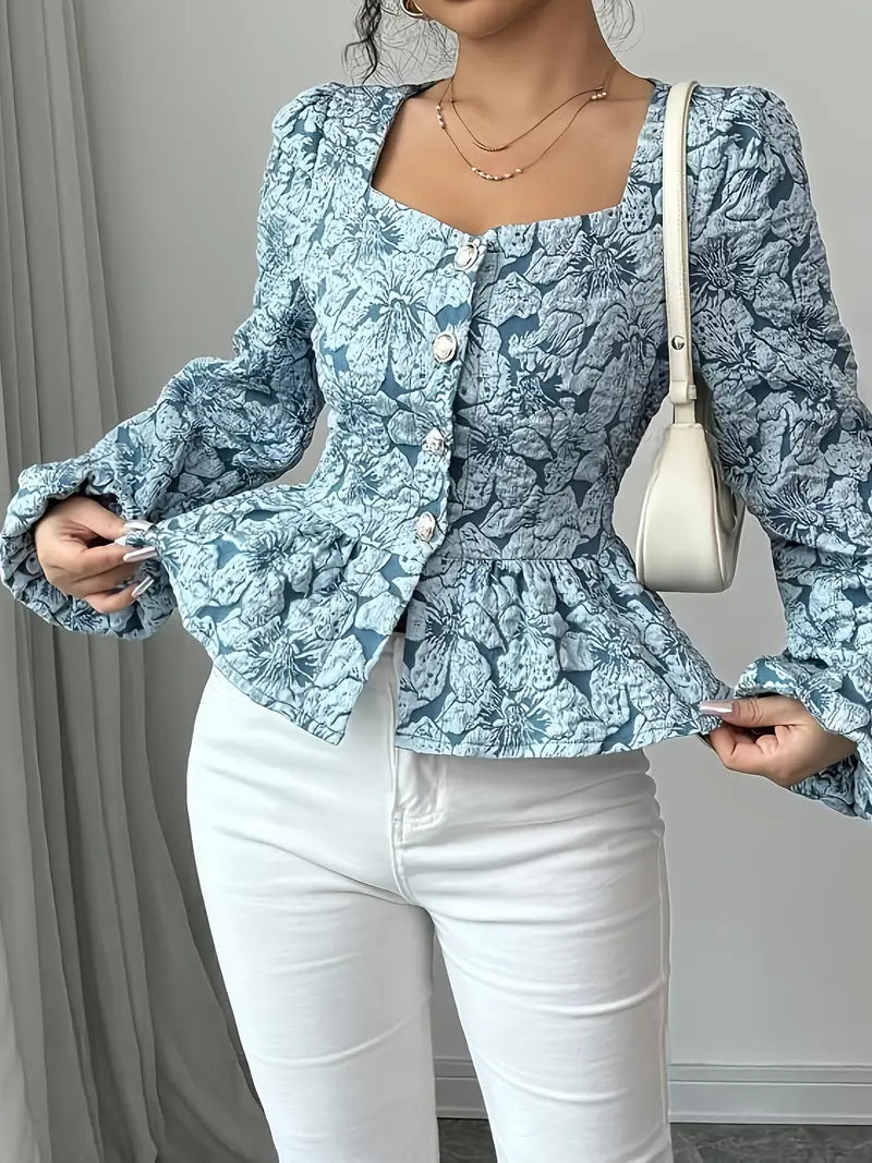 Vesper® | Elegant floral print blouse with puff sleeves