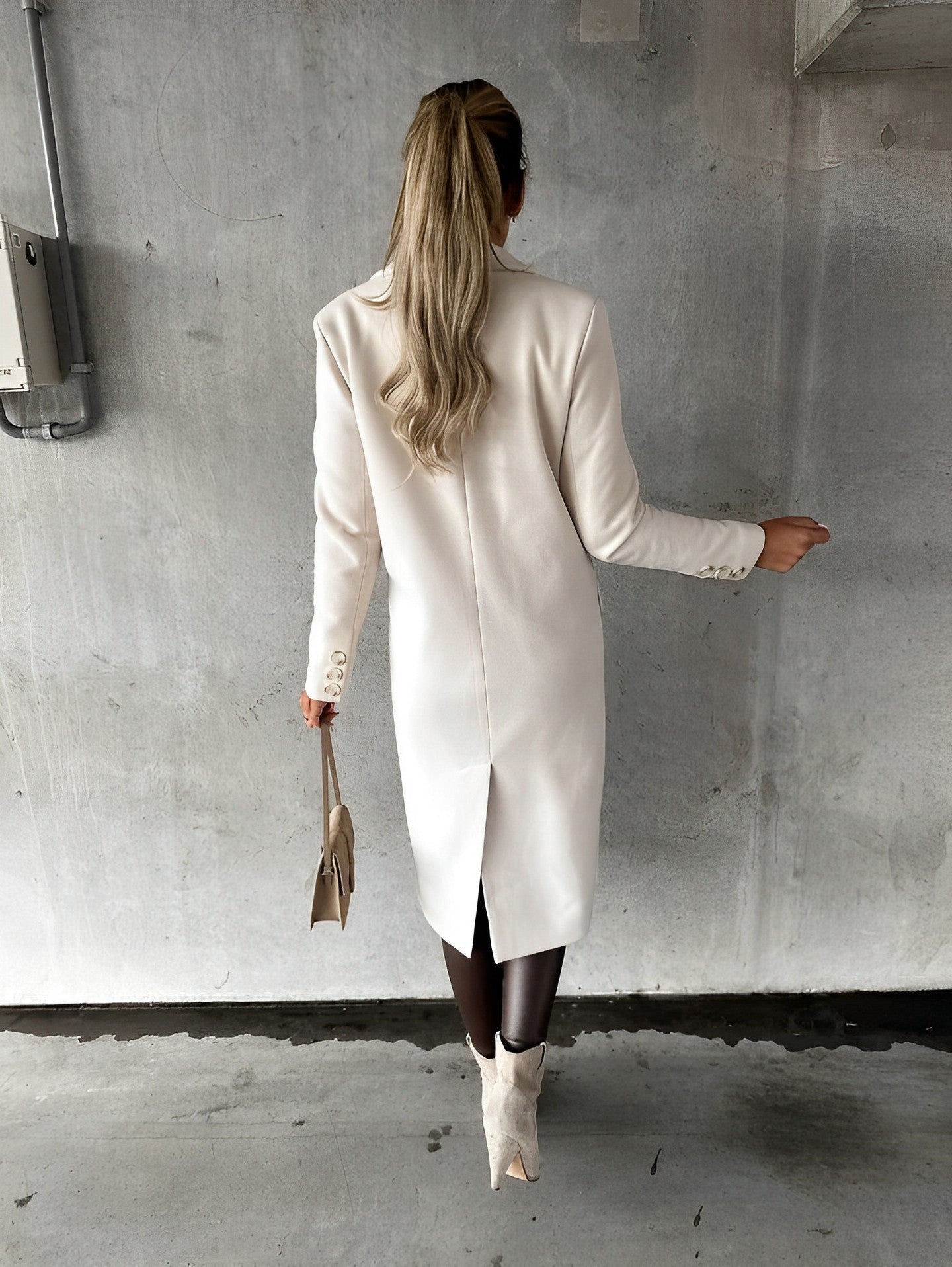 Thalia® | Elegant double-breasted long wool coat