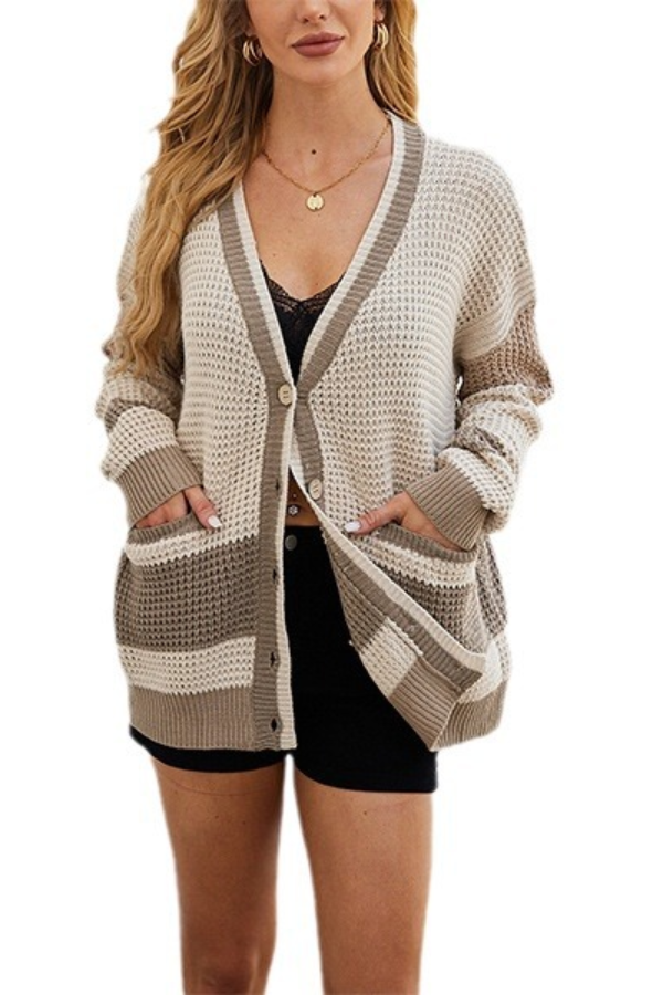 Tania® | Cardigan with oversized pockets and color block cardigan