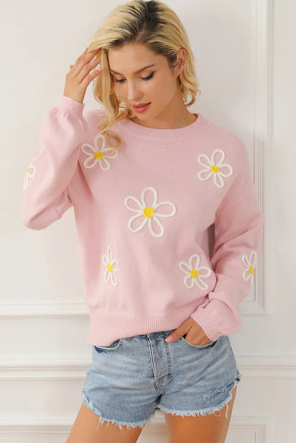 Teresa® | Floral sweater with a crew neck and dropped shoulders