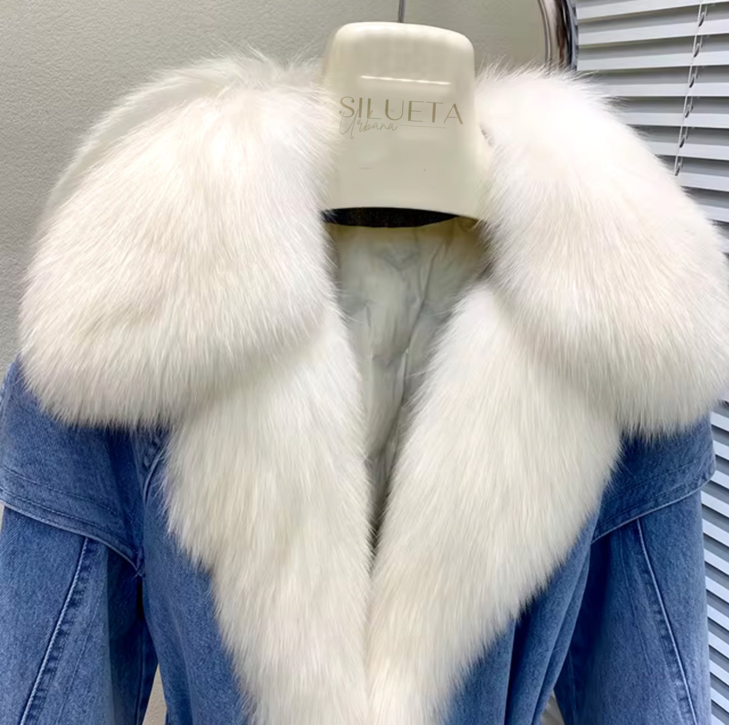 Vespera® | Denim coat with fur collar