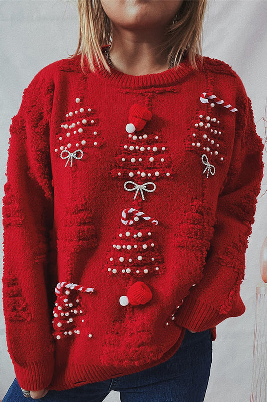 Wanda® | Christmas pattern knitted crew neck sweater with long sleeves