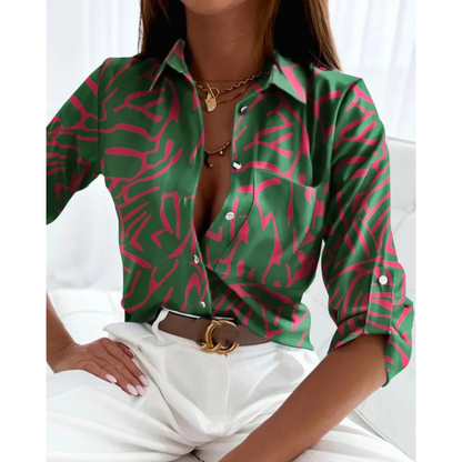 Alice® | Elegant women's blouse in business style with a lined print